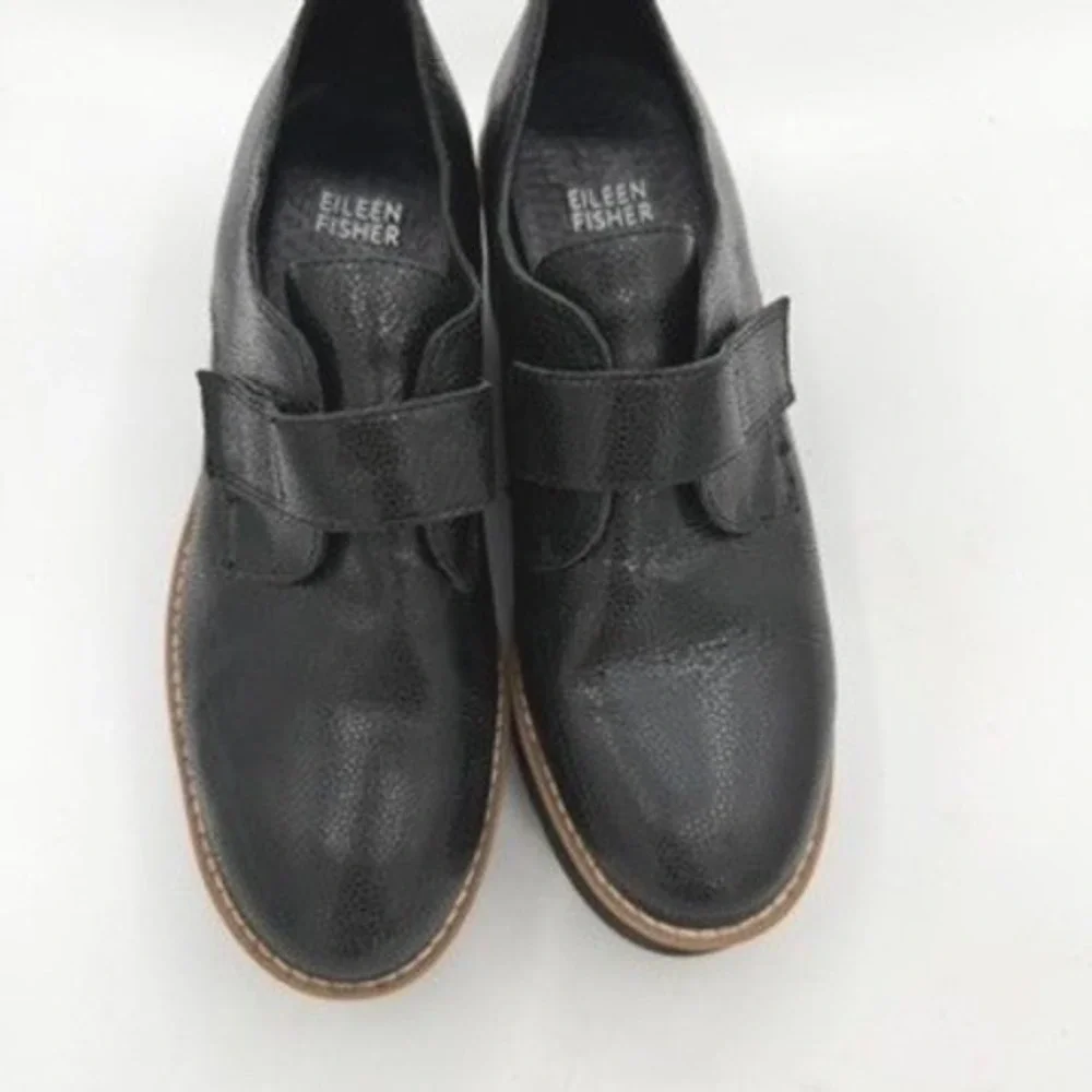 Eileen Fisher Zola Oxford Women 7 Leather Goth Minimalist Office Dark Academia